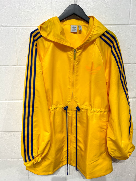 Women's S/M, Adicolor Heritage Now Monogram Jacket/ Windbreaker, Yellow with Royal Blue Accents , Adidas