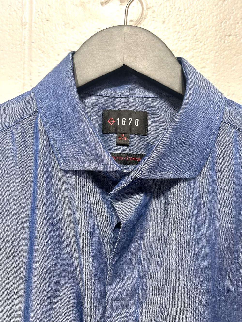 Men's L 16 Cotton Shirt, Long Sleeve, Button-up, Denim Blue Regular Fit, 1670