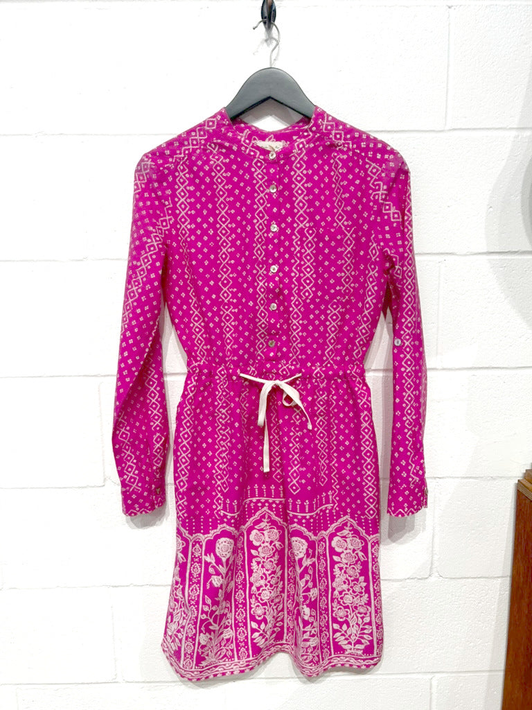 Women's Dress XS-S, 100% Cotton, Long Sleeve, Hot Pink, Meadow Rue