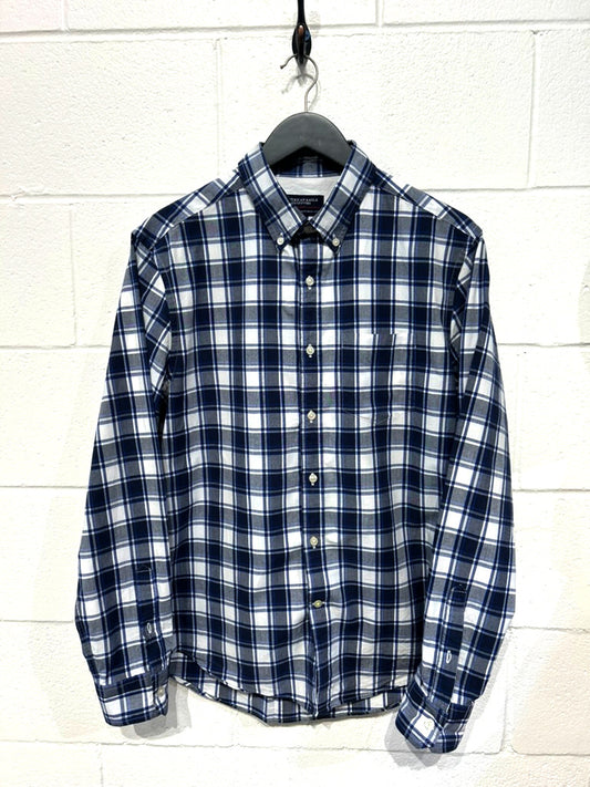 Men's M 100% Cotton Shirt, Long Sleeve, Button Up, Blue & White Check, American Eagle Outfitters