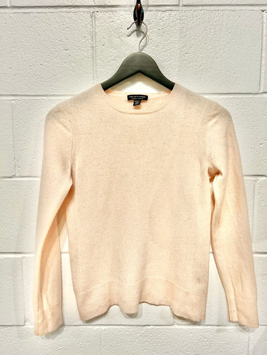 Women's M 100% Cashmere Sweater Long Sleeves Crew Neck, Saks Fifth Avenue - Soft Peach