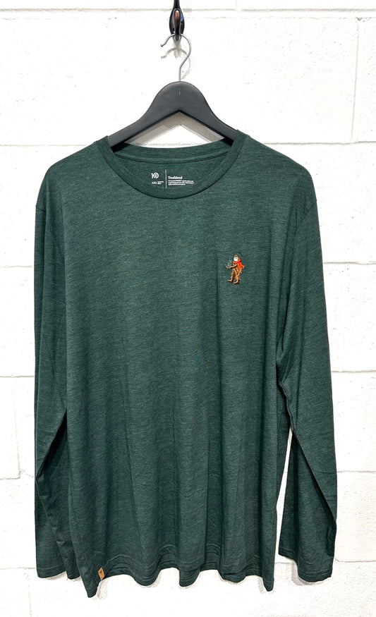 Men's  Forest Green XXL T-Shirt, Long Sleeve, Crew-Neck, 10 Tree