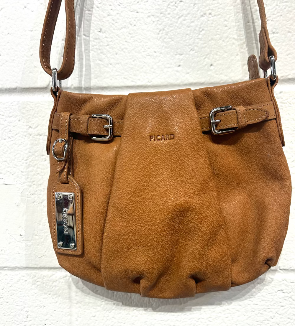 Picard Purse, Leather Tan, Top Zip & Centre Zip