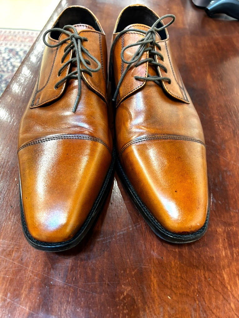 Men's Shoes - EU 44 US 11, Hamlet,  Lace-up Cap Toe Oxford, Cognac Leather, Leather Sole with Topy