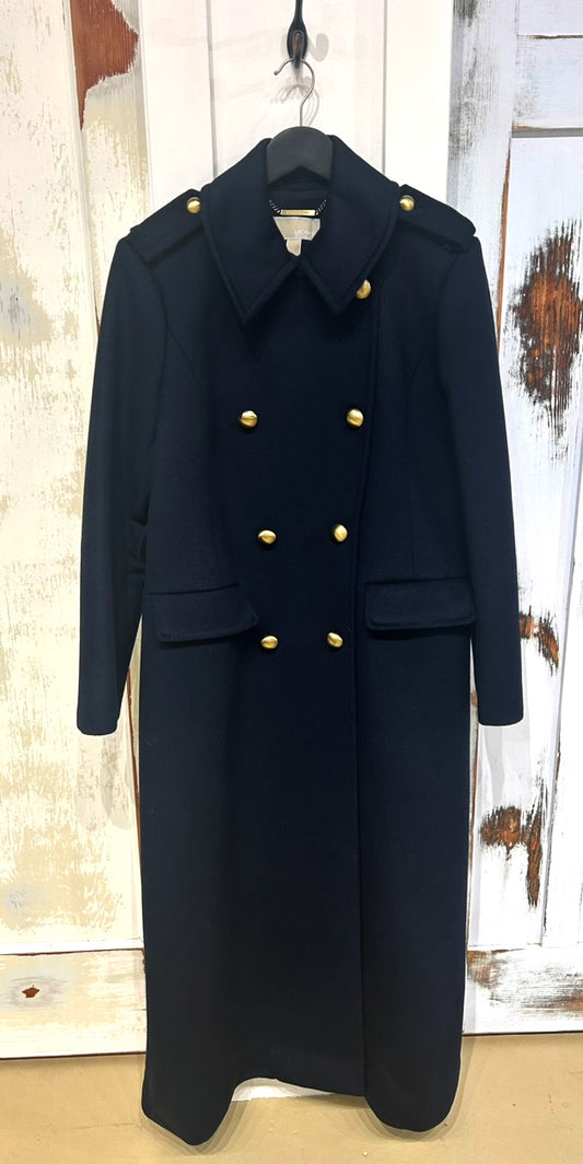 Women's L  Wool Blend, Full Length Double Breasted Coat- Navy Blue, Michael Kors