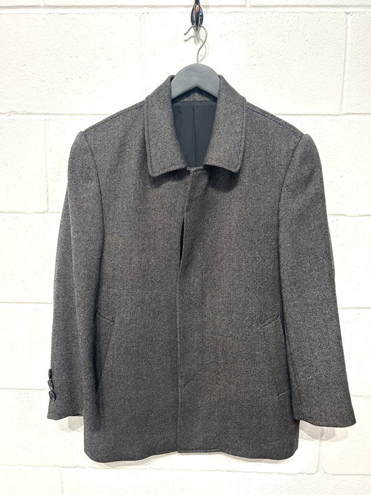 Nail Head Car Coat - Brown/Black, Men's Size Small