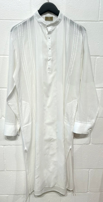 Women's Dress Tunic M, 100% Cotton,  White  Half Button-Up, Raja for Kappa & Co.