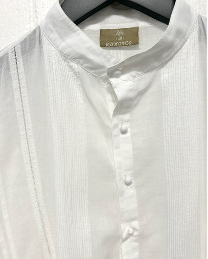 Women's Dress Tunic M, 100% Cotton,  White  Half Button-Up, Raja for Kappa & Co.