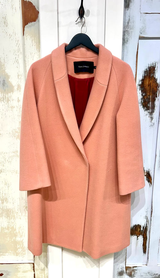 Women's 38 L Wool Blend, 3/4 Length  Coat- Pink, Tara Harmon