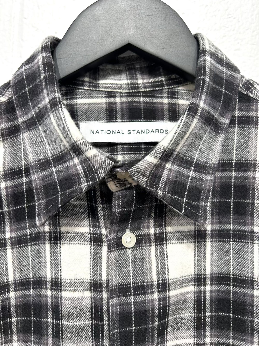 Men's M Shirt, 100% Cotton Long Sleeve, Button Up, Plaid Black/Cream Flannel - National Standard