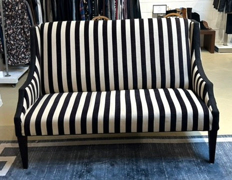 Local Pickup Only - Ivory & Black Chenille Stripe Settee - Chinz & Company