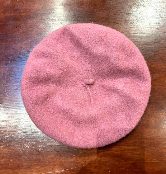 Vintage Lavender 100% Wool Beret, Dust Rose