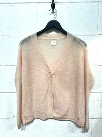 Women's M Sweater Wool Mix Cropped Cardigan Blush Pink, des Petits Hauts