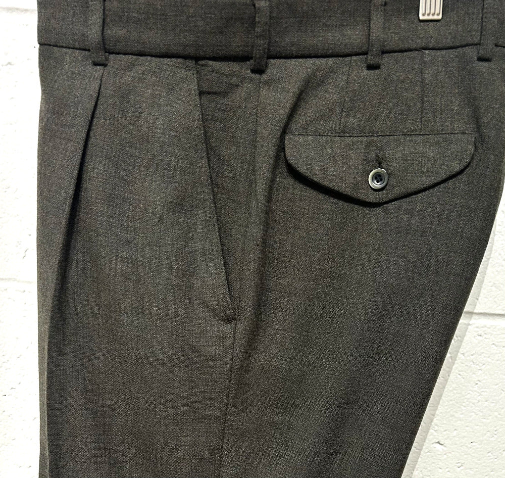 Men's Dress Pants 32, Olive Mid-weight Wool Blend, Single Pleat, Cuff - Westbury C&A UK