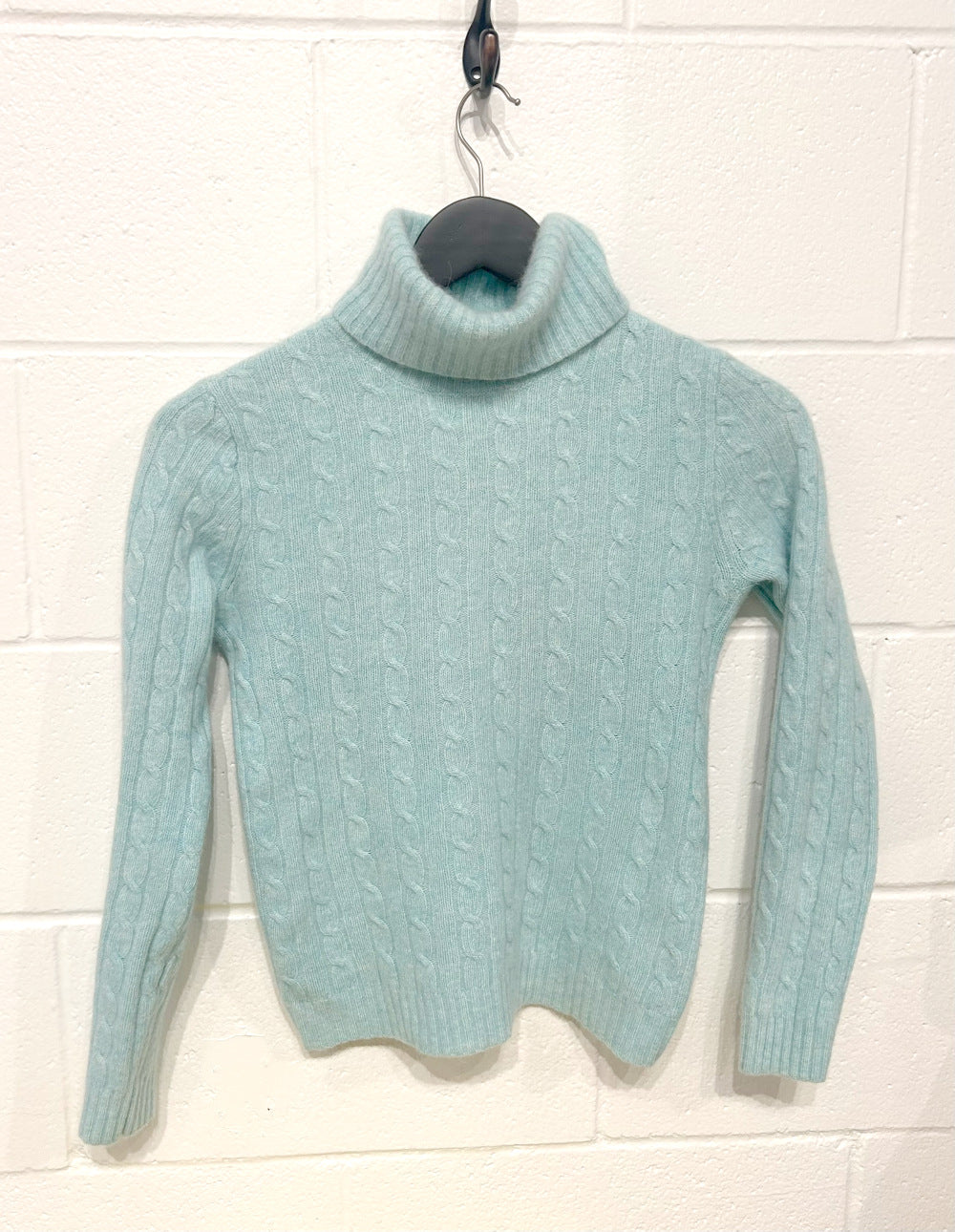 Women's XS Cable Knit Sweater - Mint Blue Green , J Crew