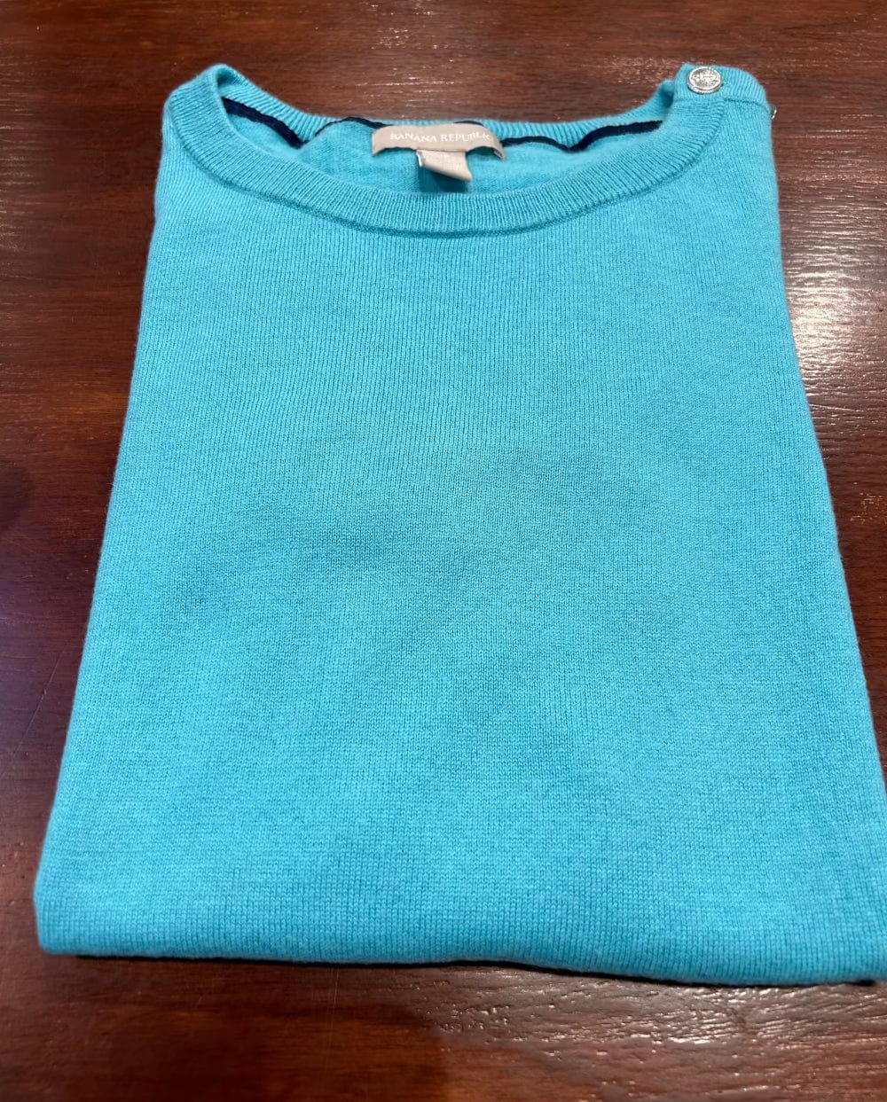 Merino Blend Sweater w Buttons - Aqua, Banana Republic, Women's Size S