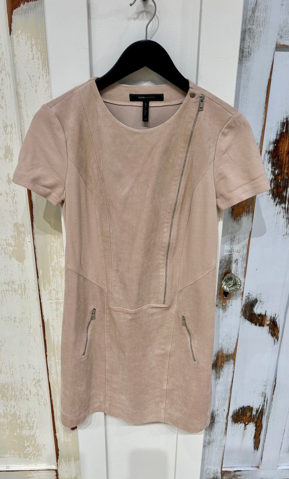 Women's XS, Dress Ultrasuede w Zip Front - Blush Nude, BCBG Max Azria