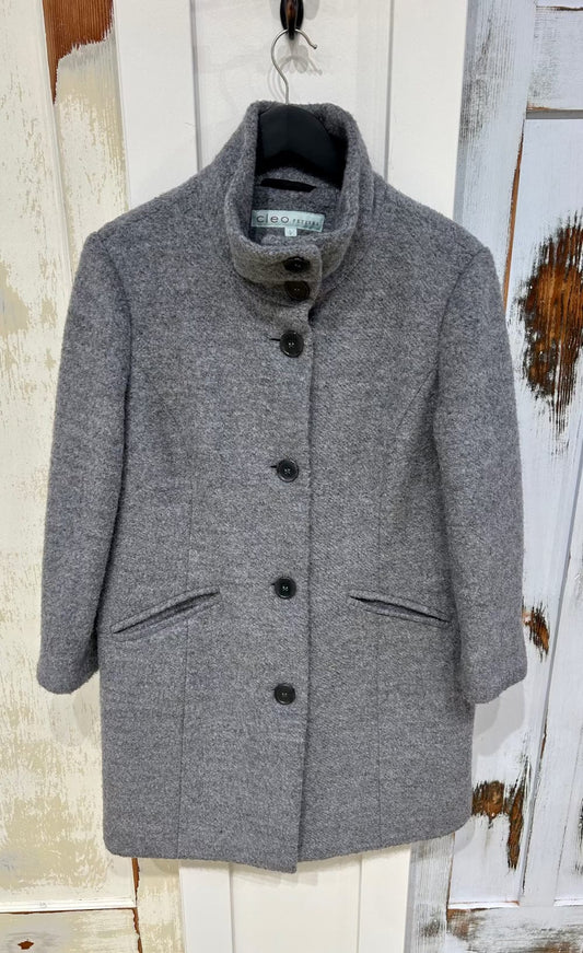 Women's L Wool Blend, Long Coat - Grey, Cleo