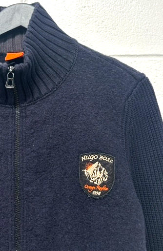 Men's Sweater L, Navy Blue Boiled Wool,  Hugo Boss Orange Label