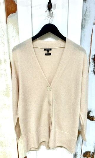 Women's M Sweater Wool Cashmere Mix Cardigan Beige Massimo Dutti