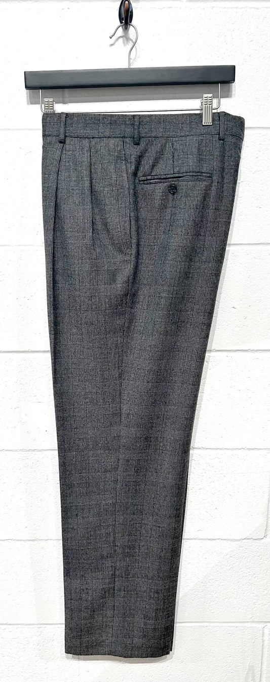 Men's Trousers 33, Wool, Double Pleat, Glen Plaid, Jos A Bank