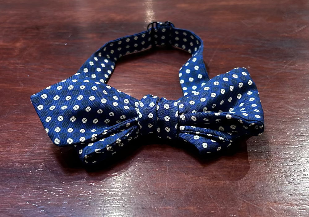 Vintage Bow Tie, Navy Knot Silk, Adjustable