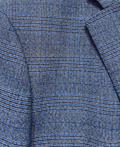 Men's  48R Knit Blazer Jacket, Blue Glencheck , Unlined, 7 Downey St.