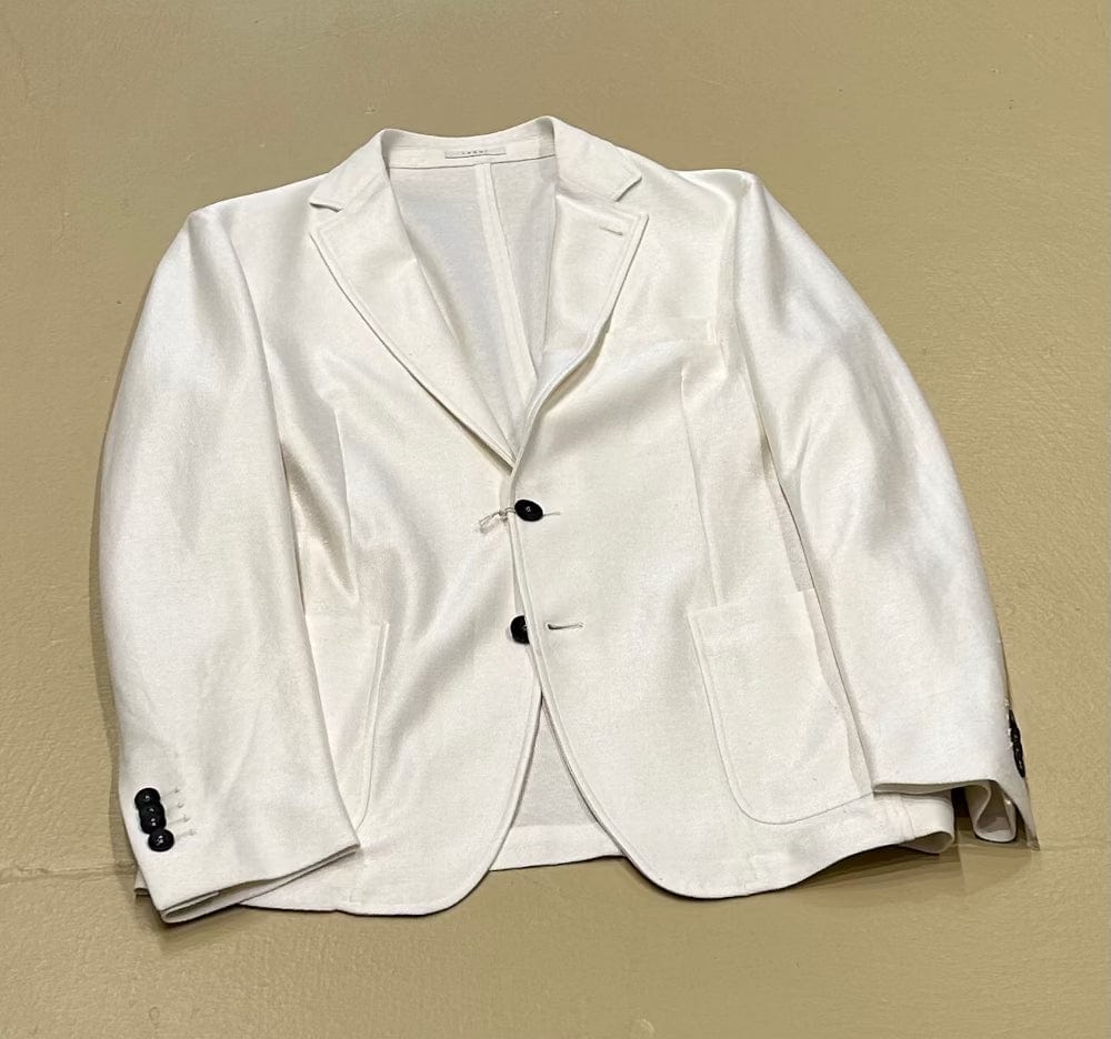 Men's 38R 100% Wool Sportscoat Jacket, Cream, Fradi, reclaimed (new)