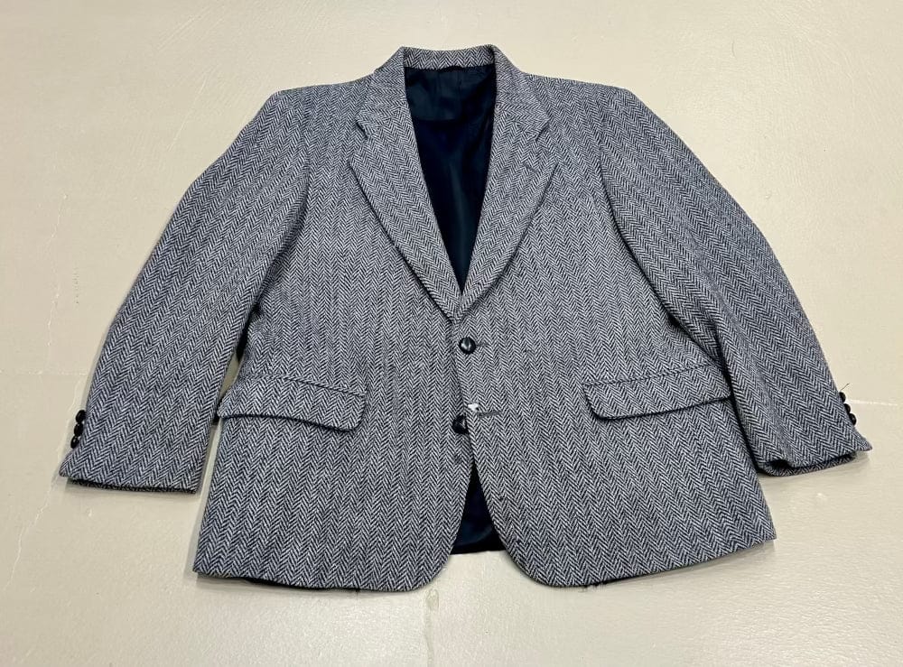 Men's 42R Herringbone Harris Tweed Brand Wool Sportscoat Jacket