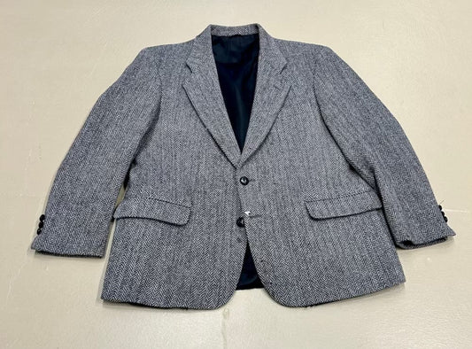 Men's 42R Herringbone Harris Tweed Brand Wool Sportscoat Jacket