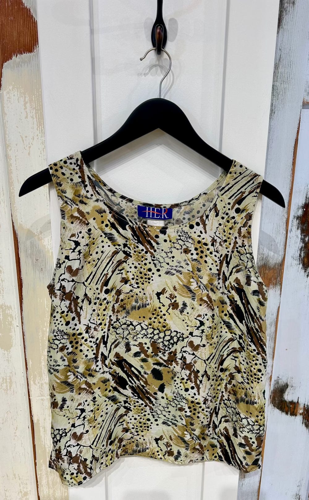 Women's M 100% Silk Tank Top Blouse, Sleeveless - Animal Print, Her