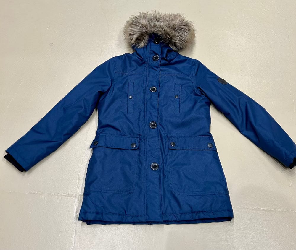 Women's M Winter Coat Jacket, Removable Fur Hood - Navy, Reliek