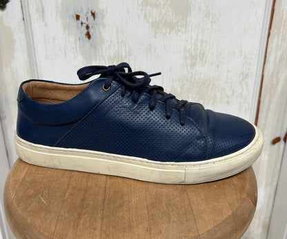 Men's Shoes - EU 44 (approx. US 11 M, Brother x Frere, "Bane" Navy Blue Perforated Leather Sneaker, Rubber Sole