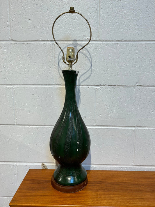 Local Pickup Only - Ceramic MCM Lamp with Green Textured Base,  No Shade, Midcentury Modern