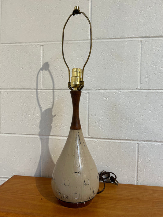 Local Pickup Only - Ceramic MCM Lamp with Beige and Brown Textured Base,  No Shade, Midcentury Modern