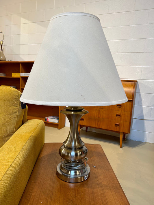 Local Pickup Only - Midsize Brushed Silver Occasional Side Lamp Bedside, Contemporary