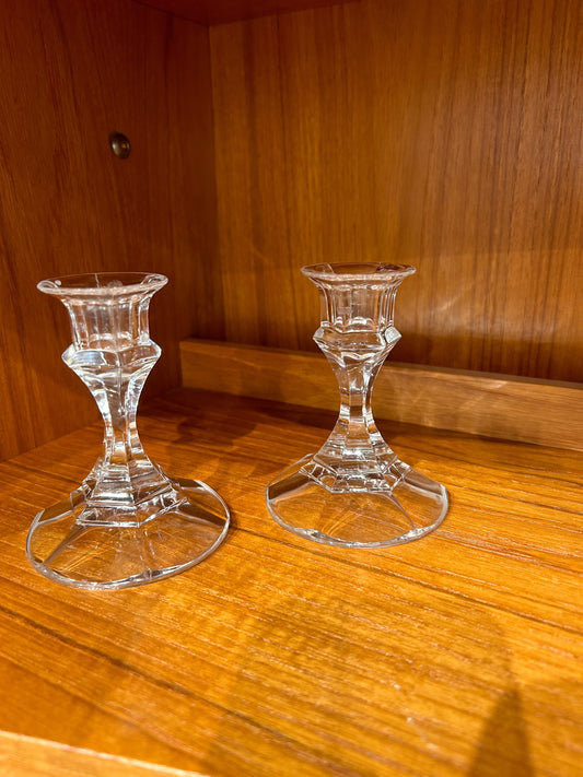 Local Pickup Only - Pair of Glass Crystal Candlesticks