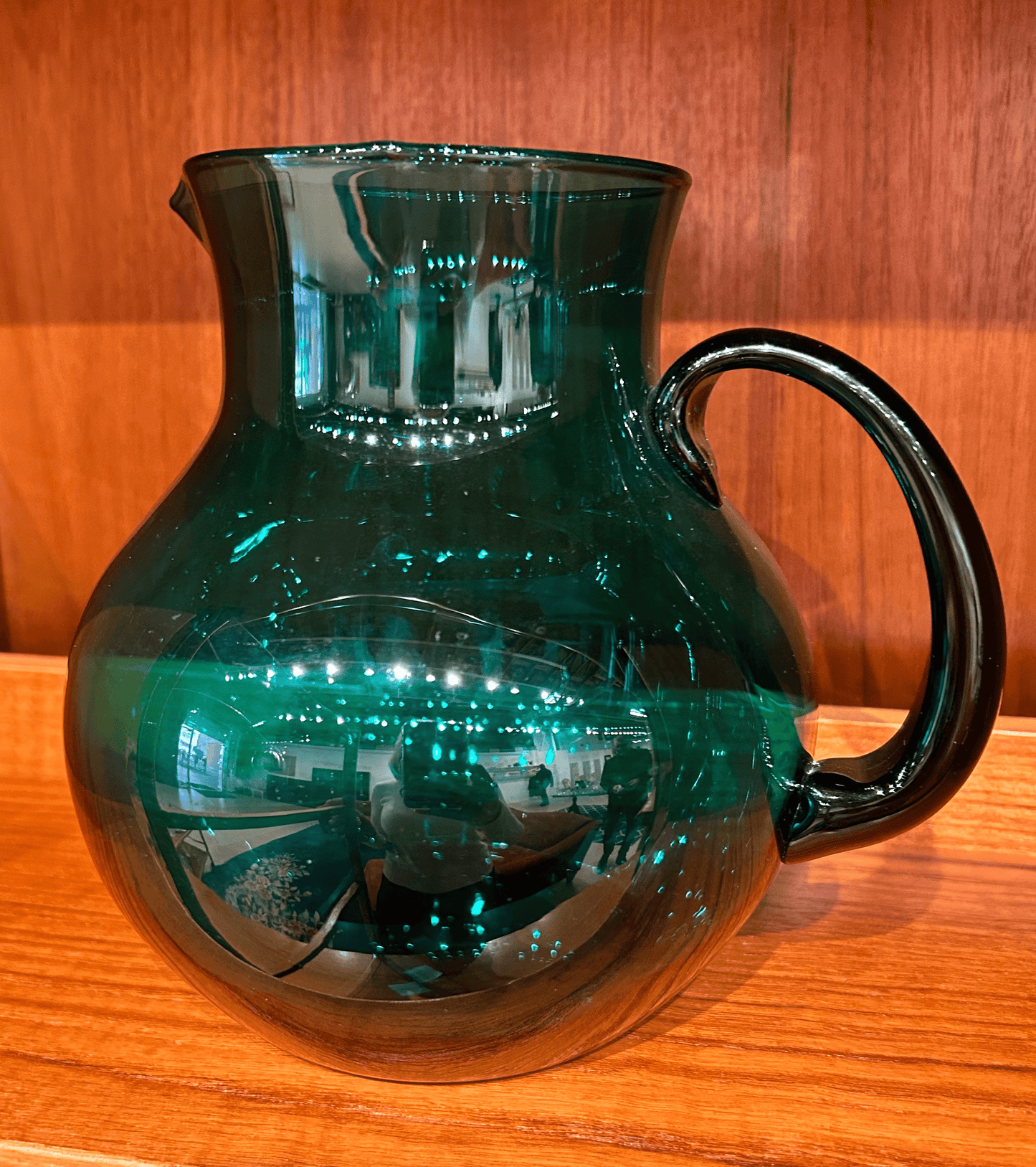 Local Pickup Only - Teal Glass Vase Pitcher Blue Green