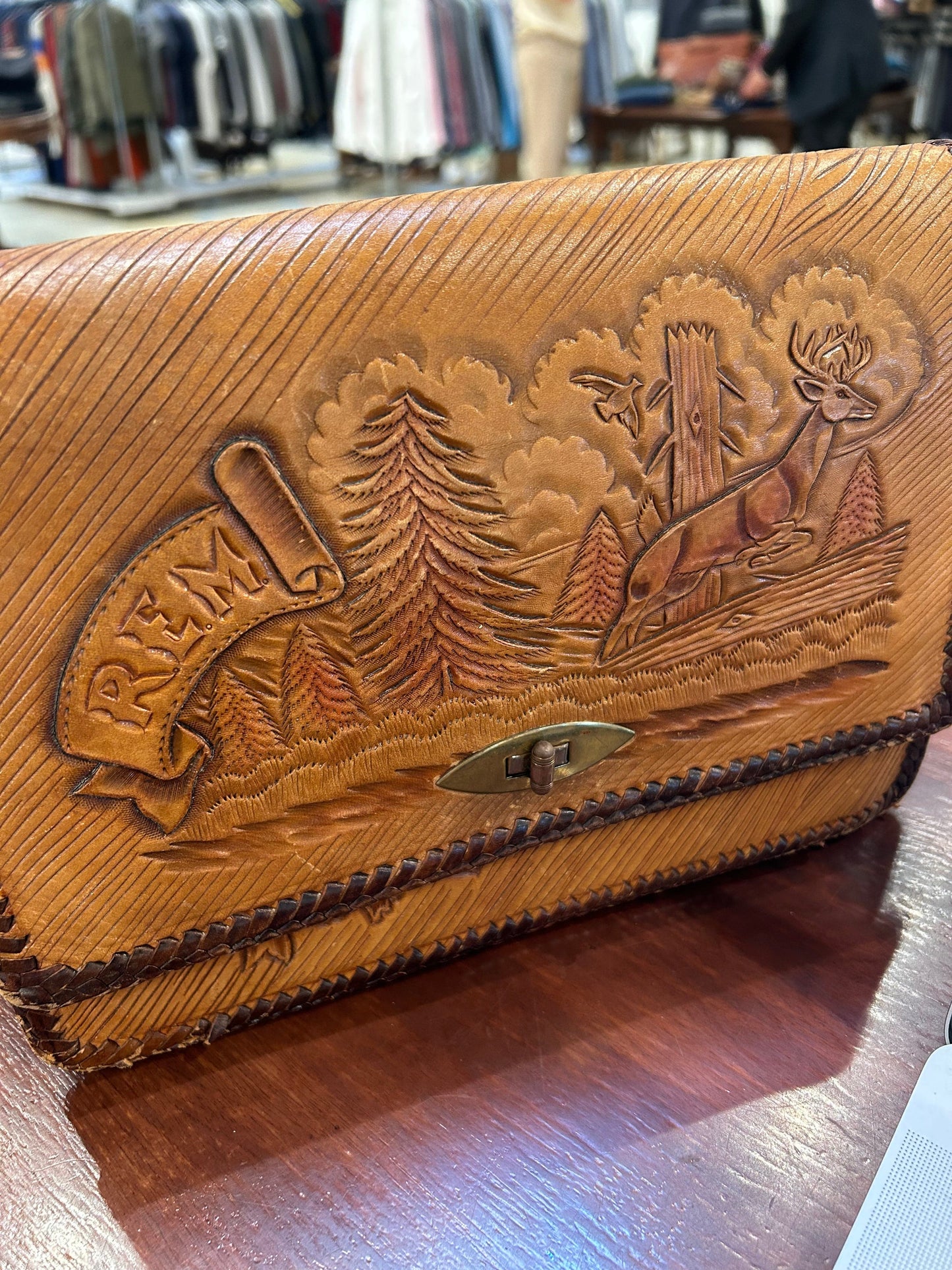 Vintage Stamped and Hand-Tooled Leather Bag