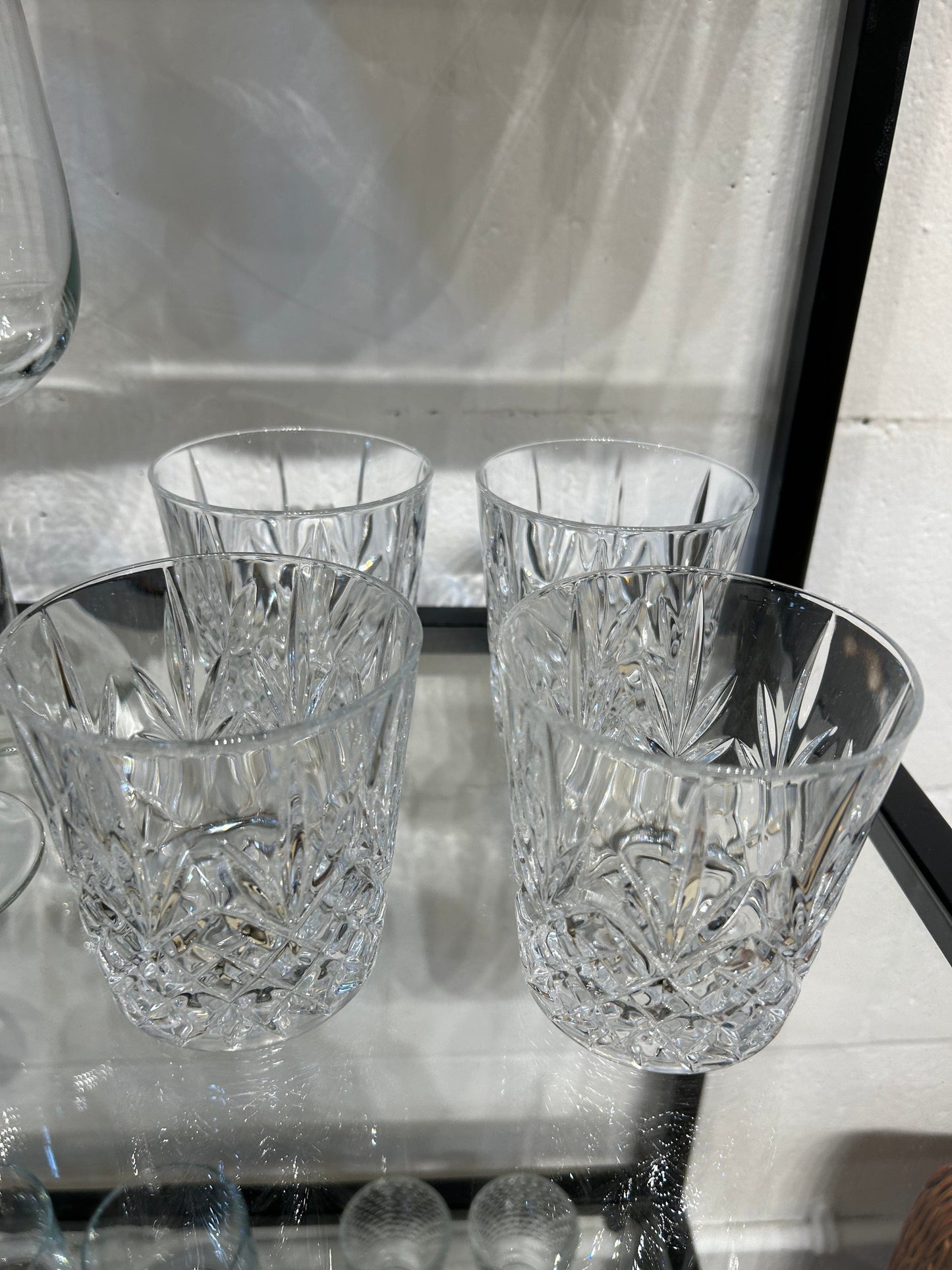 Local Pickup Only - Set of 4 Cut Glass Whiskey Glasses