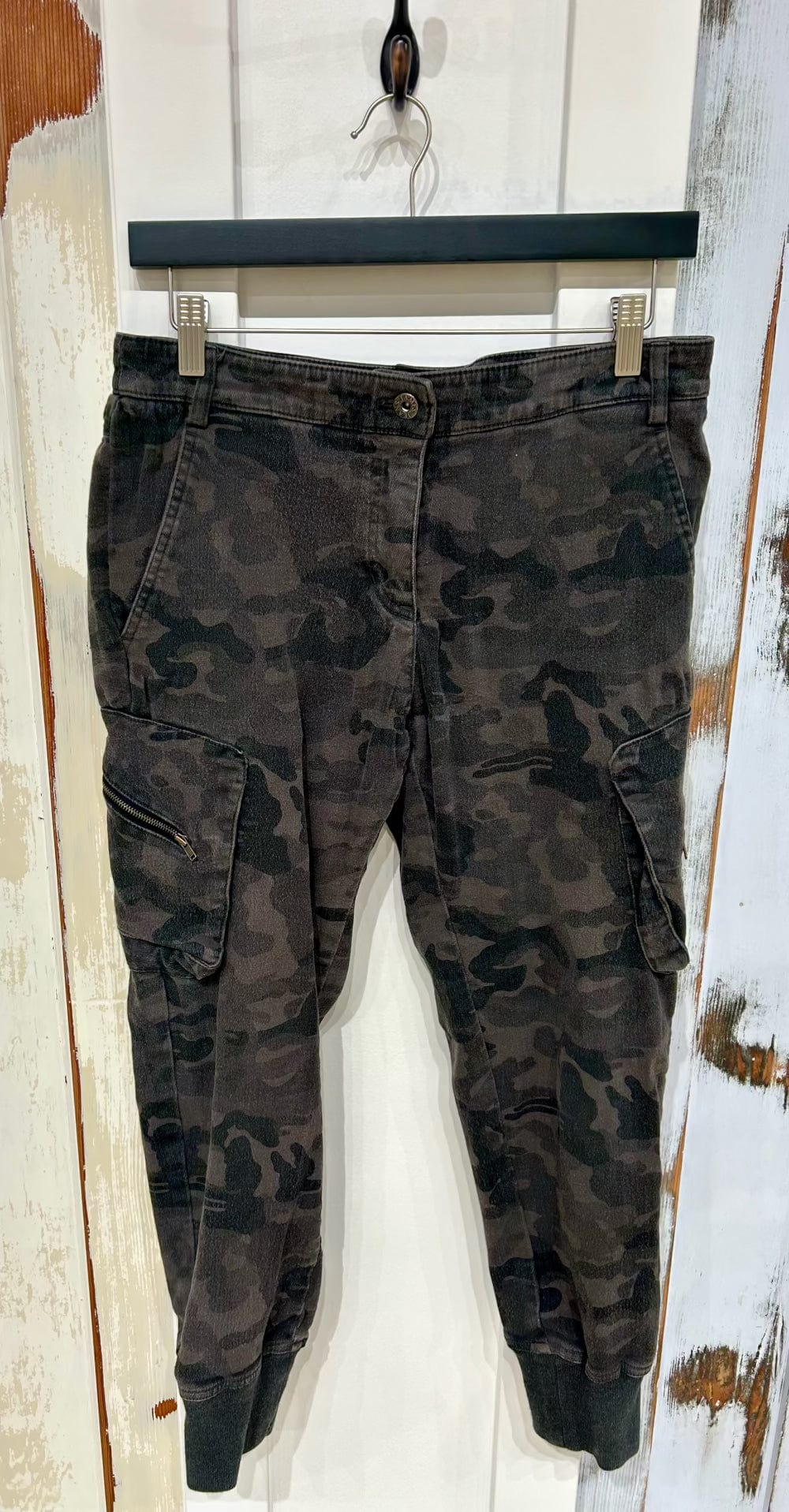 Women's 27 Trouser Cotton Skinny, Boyfriend Cargo Cuff - Military Grey Green Camo, James Jeans