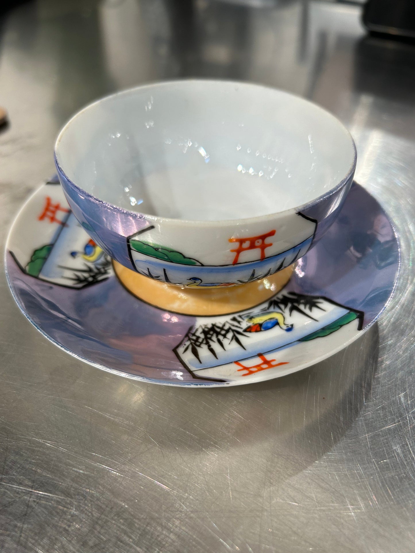 Local Pickup Only - Japanese Bone China Teacup and Saucer Handpainted