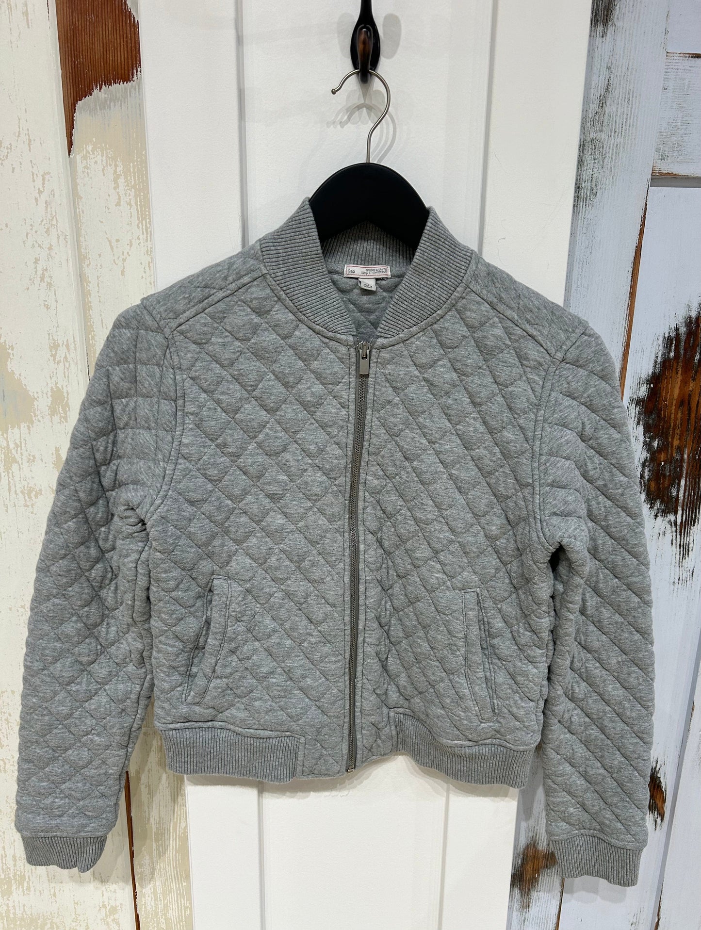 Women's S Athletic Bomber Varsity Jacket, Quilted, Zip Closure -  Grey, Gap