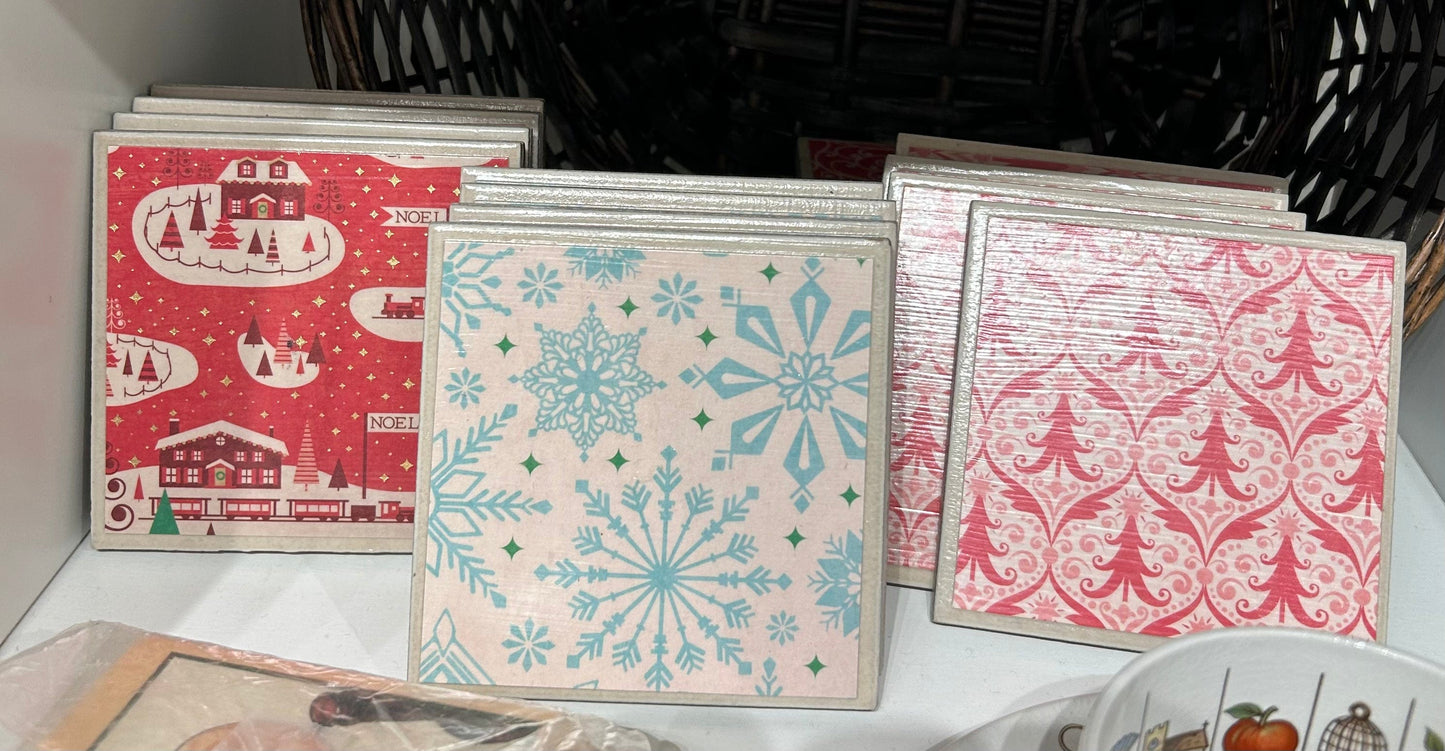 Set of Christmas Coasters x 4 (per set)