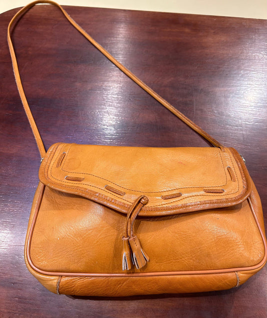 Vintage Handmade Leather Bag, suede interior