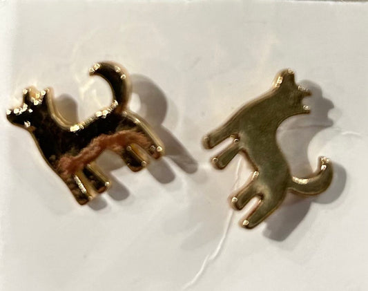 Goldtone Dog Pierced Earrings