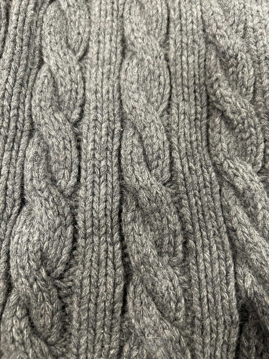 Oliver Spencer Lambswool Thick Knit Scarf, Cabled, Grey