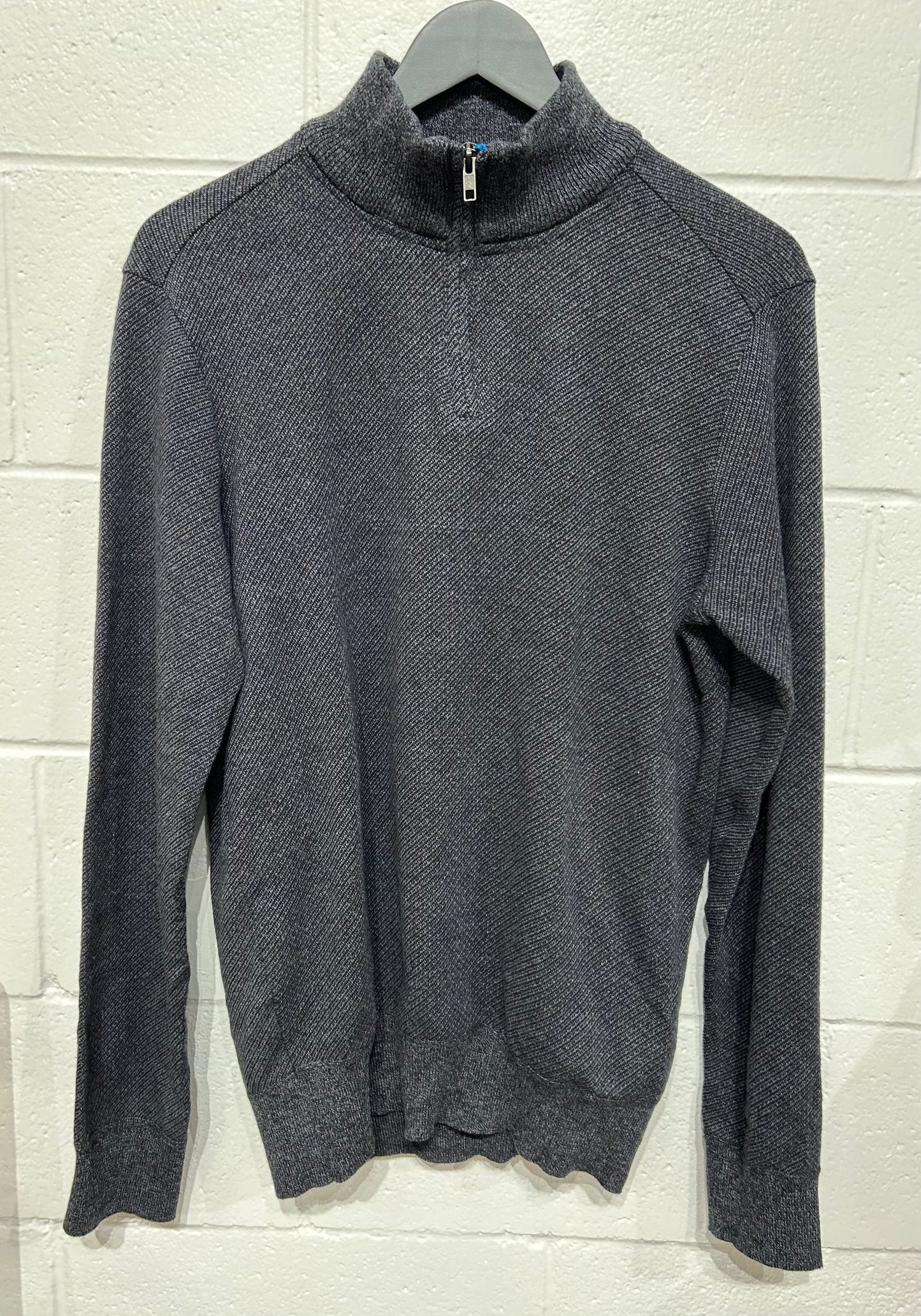 Men's M Top Sweater Half Zip Mock Neck,  Long Sleeve - Charcoal, Robert Graham