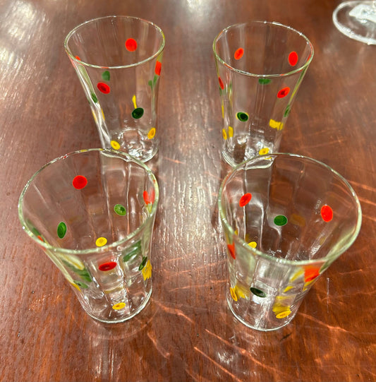 Local Pickup Only - Set of 4 Vintage MCM Polka Dot Glasses