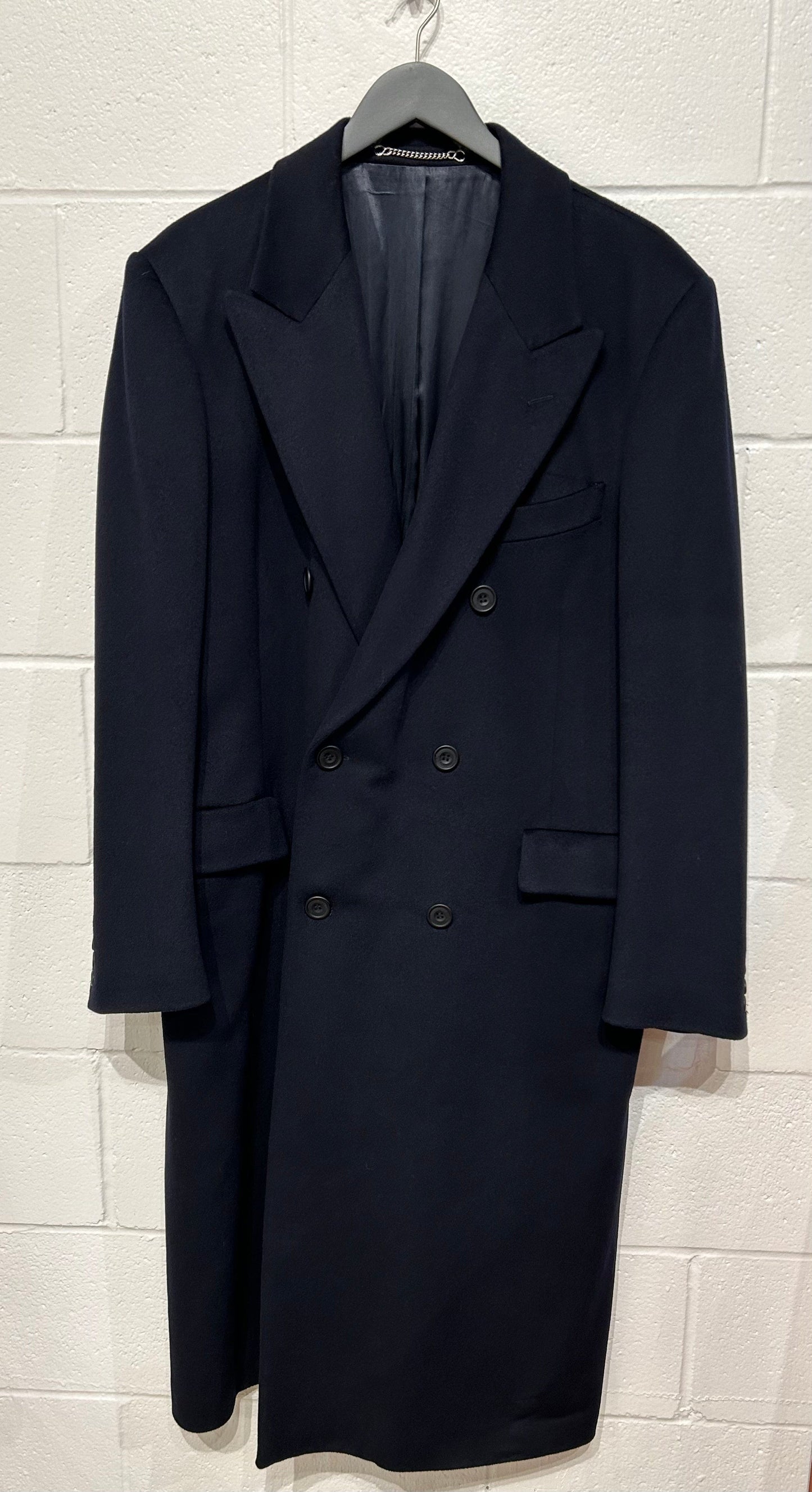 Men's 40 (Tall)  Ede and Ravenscroft Overcoat - Navy Blue Double-Breasted